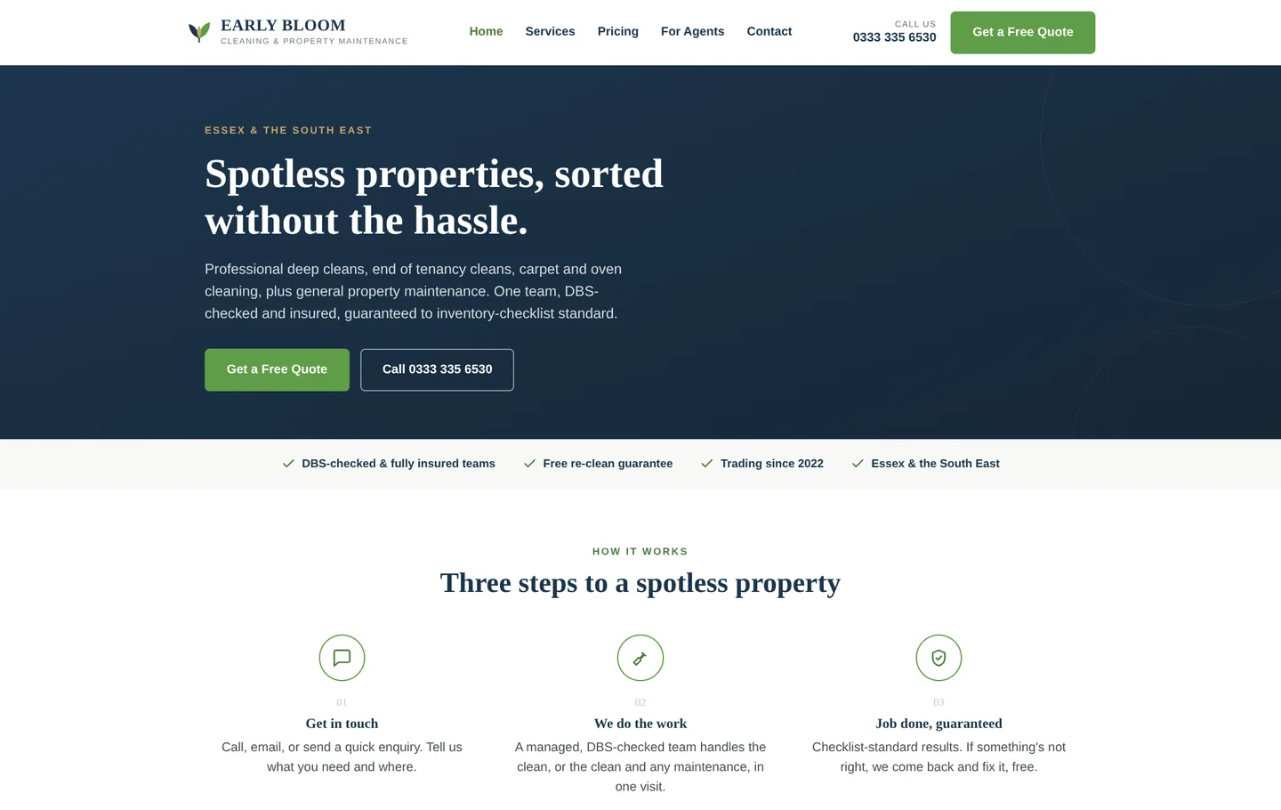 The Early Bloom homepage as it appears today.