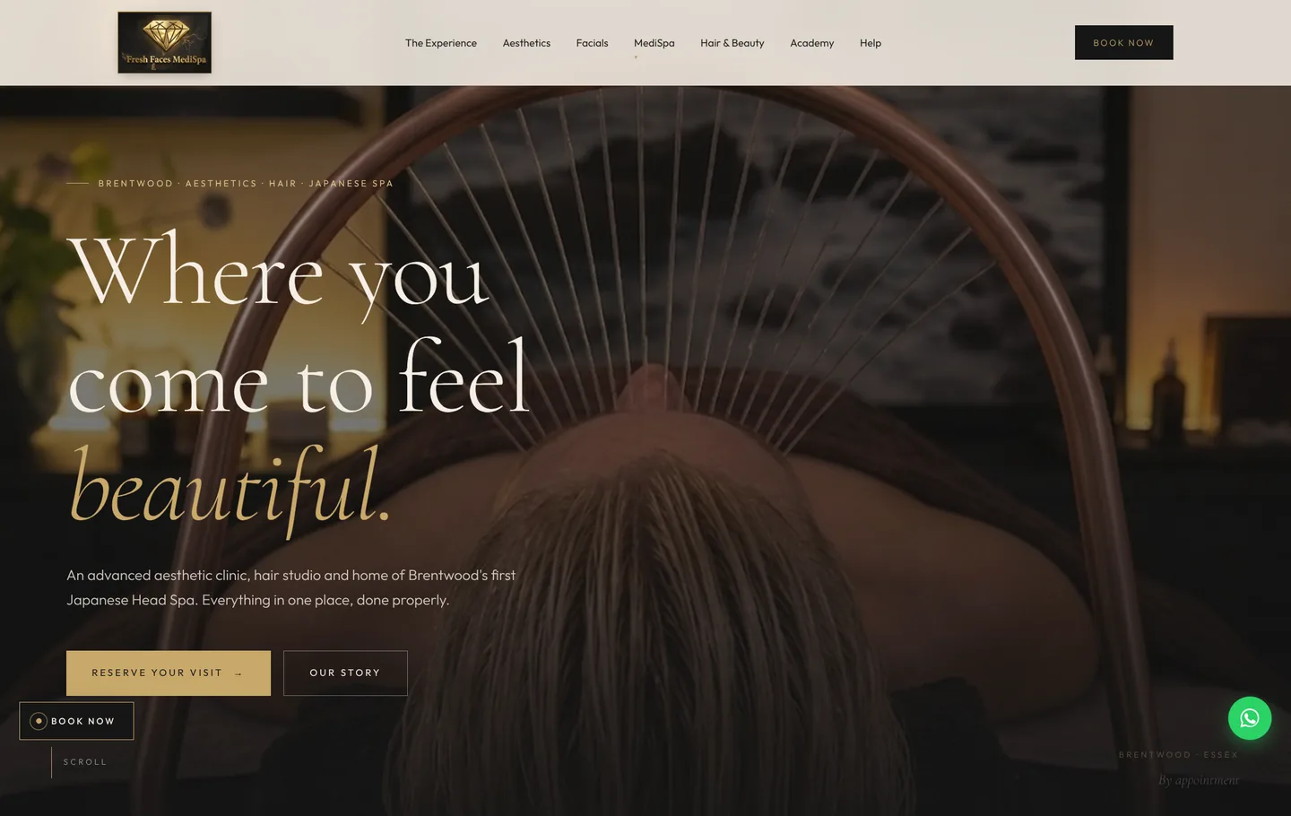The Fresh Faces MediSpa homepage as it appears today.