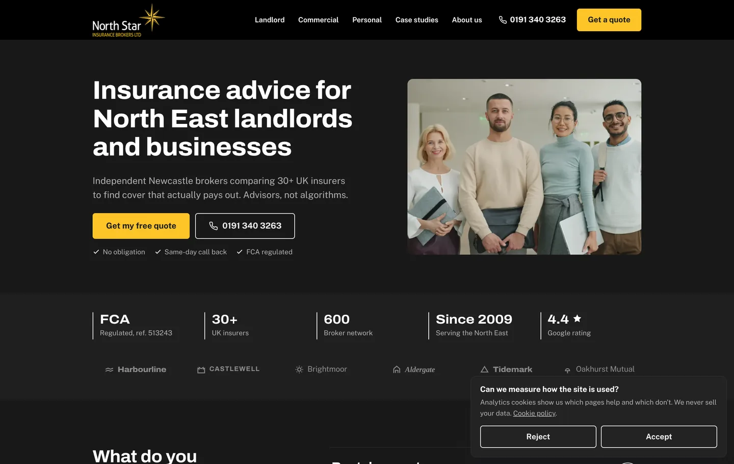 The North Star Insurance Brokers homepage as it appears today.